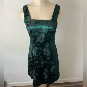 VINTAGE 90’s Old School Green Floral Corset Back Dress Sz 5